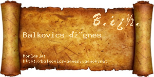 Balkovics Ágnes névjegykártya